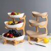 Rustic Tier Plate Stand With Porcelain Plates set  of 2